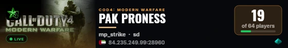 PAK PRONESS live status badge