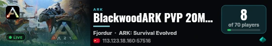 BlackwoodARK PVP 20MAN Fjordur维京 - (v361.7) live status badge