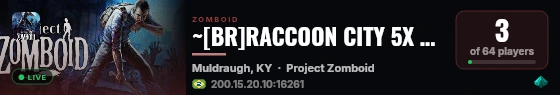 ~[BR]RACCOON CITY 5X / PVE / SISTEMA DE CLA / EVENTS live status badge