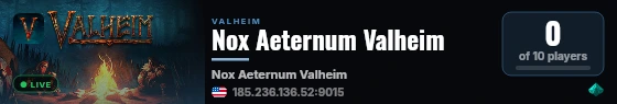 Nox Aeternum Valheim live status badge
