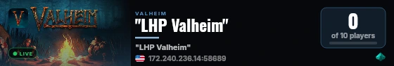 "LHP Valheim" live status badge