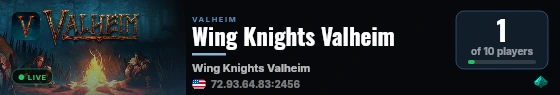 Wing Knights Valheim live status badge