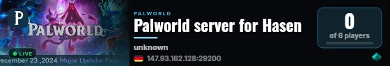Palworld server for Hasen live status badge