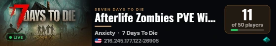 Afterlife Zombies PVE Wiped 8/7 live status badge