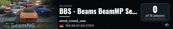 BBS - Beams BeamMP Server live status badge