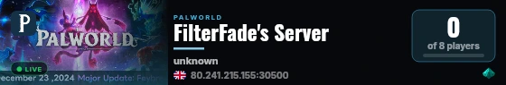 FilterFade's Server live status badge