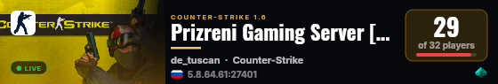 Prizreni Gaming Server [PRO CLASSIC] live status badge