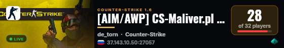 [AIM/AWP] CS-Maliver.pl [Monety][Skiny][VoteOnlyHS][Osiagniecia][KonkursTOP3] @pukawka.pl live status badge