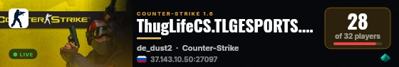 ThugLifeCS.TLGESPORTS.COM [Classic FFA - FREE VIP] live status badge