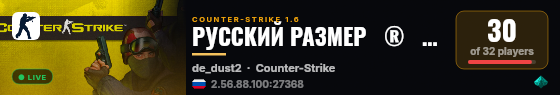 РУССКИЙ РАЗМЕР   ®   АРЕНА DUST2 live status badge