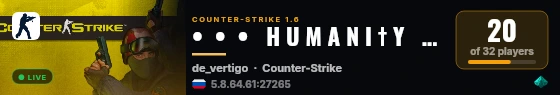 •  •  •   H U M A N I † Y   •  •  •  #1 live status badge