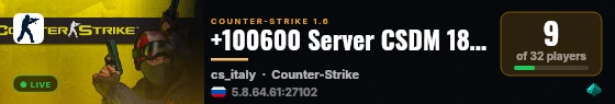 +100600 Server CSDM 18+ © live status badge