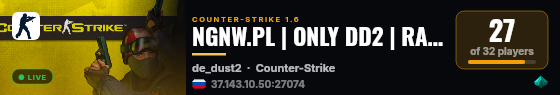 NGNW.PL | ONLY DD2 | RANGI CS2 | ASYSTY | MEDALE | SKLEP | MONETY | LOSOWY VIP | PREFIXY live status badge