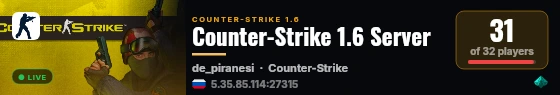 Counter-Strike 1.6 Server live status badge