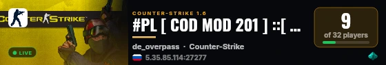 #PL [ COD MOD 201 ] ::[ RESET 23 GRUDNIA 12.00 ]:: StrefaSkilla.pl @pukawka.pl live status badge