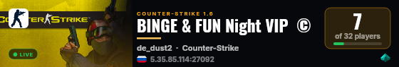 BINGE & FUN Night VIP  © live status badge