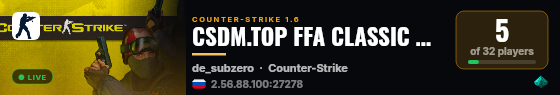 CSDM.TOP FFA CLASSIC DEATHMATCH live status badge
