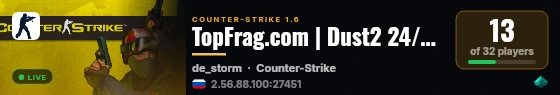 TopFrag.com | Dust2 24/7 [1000FPS/Chicago] | live status badge