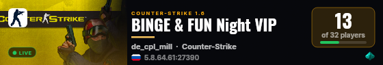 BINGE & FUN Night VIP live status badge
