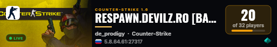 RESPAWN.DEVILZ.RO [BATTLEFIELD AURORA # THE JOURNEY] live status badge
