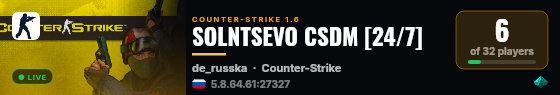 SOLNTSEVO CSDM [24/7] live status badge