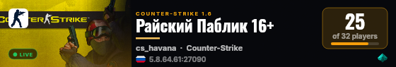 Райский Паблик 16+ live status badge