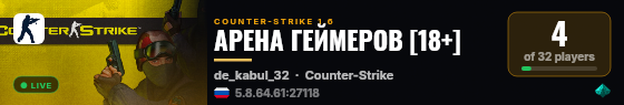 АРЕНА ГЕЙМЕРОВ [18+] live status badge