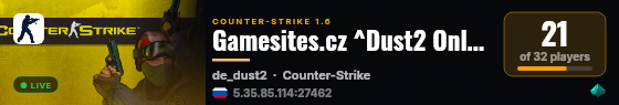 Gamesites.cz ^Dust2 Only #1 live status badge
