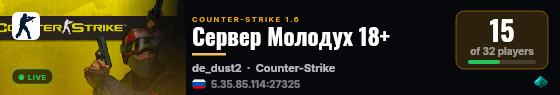 Сервер Молодух 18+ live status badge