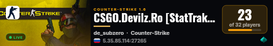 CSGO.Devilz.Ro [StatTrak (TM) | Free VIP | Casino | Music] live status badge