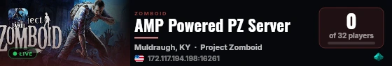 AMP Powered PZ Server live status badge