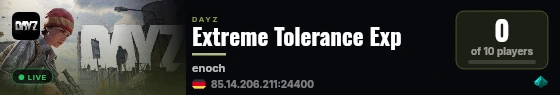 Extreme Tolerance Exp live status badge