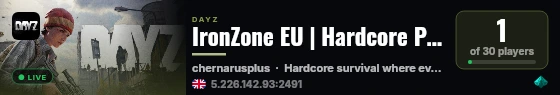 IronZone EU | Hardcore PvE | EAI live status badge
