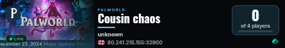Cousin chaos live status badge