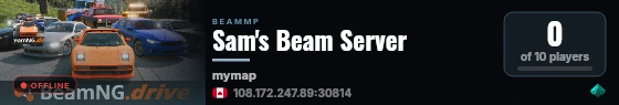 Sam's Beam Server live status badge