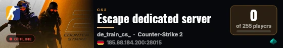 Escape dedicated server live status badge