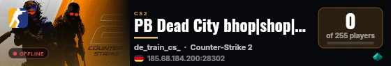 PB Dead City bhop|shop|ranks|24/7 live status badge