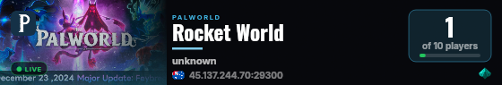 Rocket World live status badge