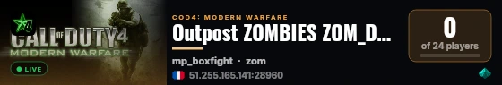 Outpost ZOMBIES ZOM_DB AI BOT | outpostgaming.xyz live status badge