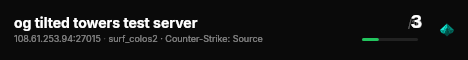og tilted towers test server live status badge