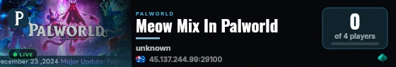 Meow Mix In Palworld live status badge