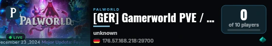 [GER] Gamerworld PVE / No Wipe live status badge