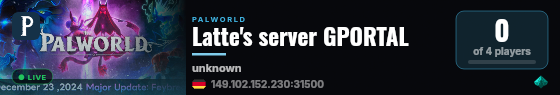 Latte's server GPORTAL live status badge
