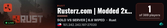 Rusterz.com | Modded 2x Noob Friendly | POWER TRIP FULL WIPED 6 live status badge