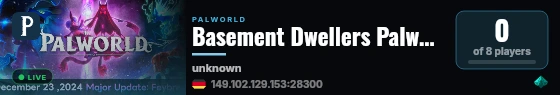 Basement Dwellers Palworld live status badge