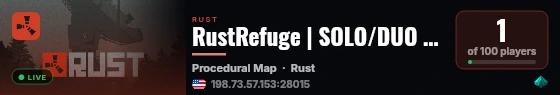 RustRefuge | SOLO/DUO | 2X | Fridays | 50% Upkeep | No BP Wipes live status badge