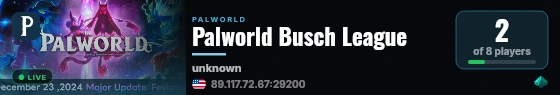 Palworld Busch League live status badge