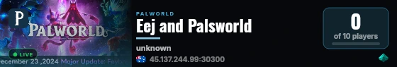 Eej and Palsworld live status badge