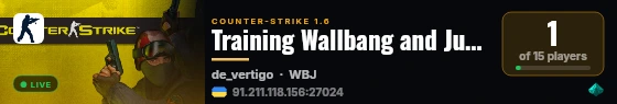 Training Wallbang and Jump live status badge
