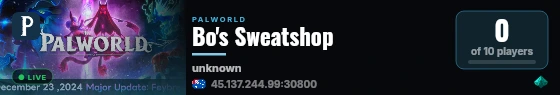 Bo's Sweatshop live status badge